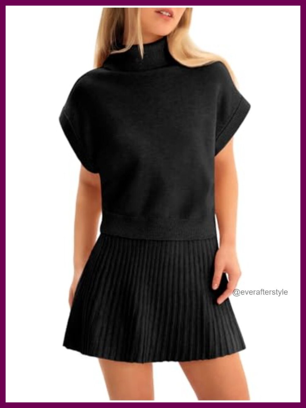 Women's 2 Piece Sweater Skirt Set Pleated Knit Casual Travel Outfit